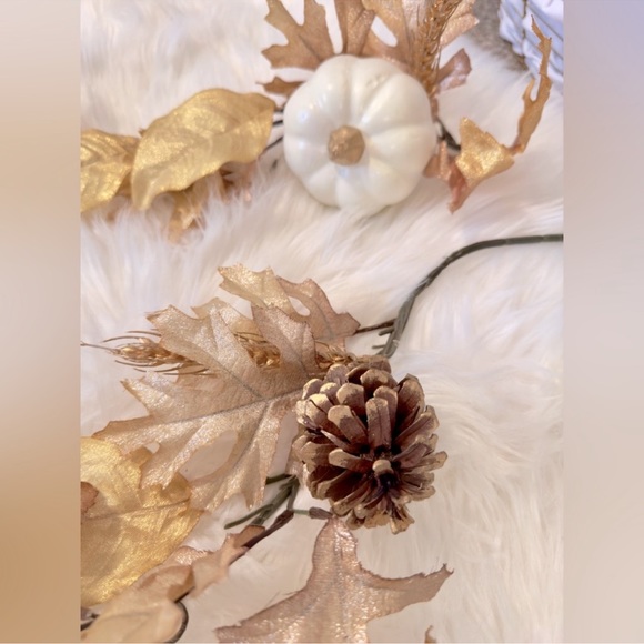 2 Champagne Gold Glitter Pine & Pumpkin Floral Sprays Christmas Tree Decoration - Picture 8 of 8